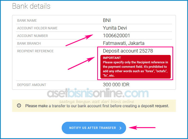 cara deposit octafx melalui bank lokal indonesia 5 - Cara Deposit OctaFX Melalui Bank Lokal Indonesia